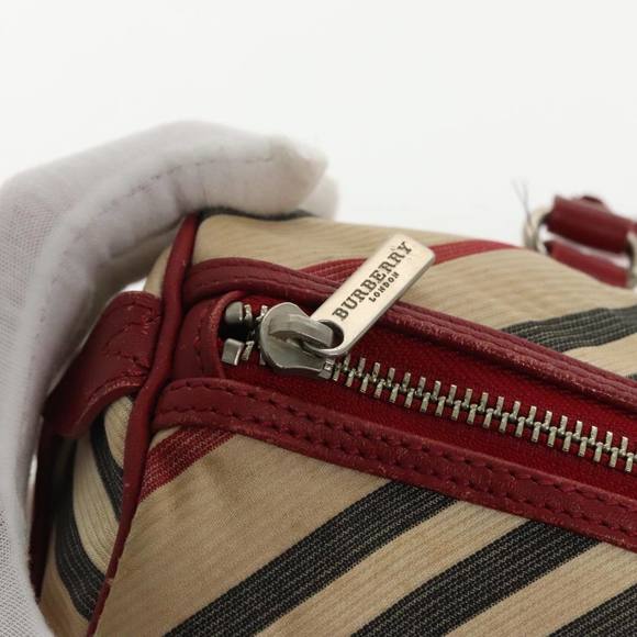 BURBERRY Nova Check Blue Label Hand Bag Beige Red Silver Auth ti2140 - Picture 10 of 16